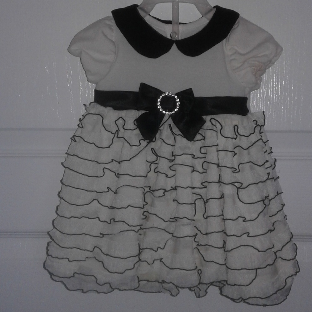 Girls Dress White Black 3/6 months